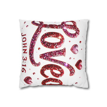 Love John 3:16 Decorative Pillowcase — Glitter Heart Accent