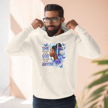 Inspirational Faith Hoodie — "She Who Believes in God Can Stand Against Anyone"