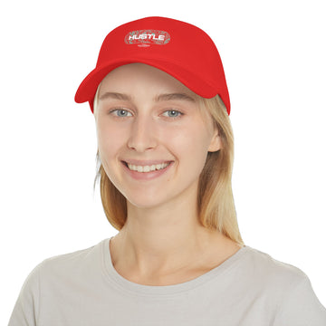 Hustle Patch Baseball Cap — Motivational Low-Profile Red Hat