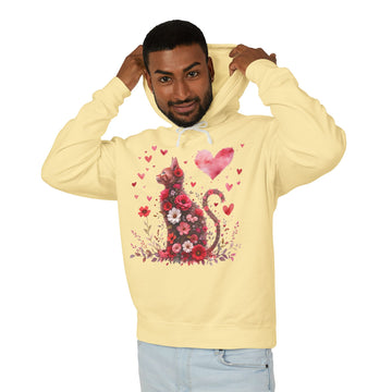 Floral Heart Cat Hoodie — Cute Valentine’s Day Cat Sweatshirt