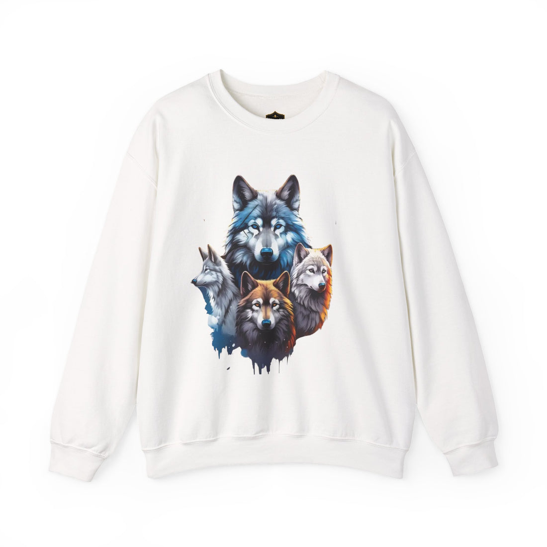 Wolf Pack Crewneck Sweatshirt — Artistic Multi-Wolf Graphic