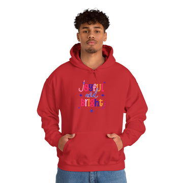 Hoodie - Joyful and Bright Holiday Hoodie with Snowflake Back Design