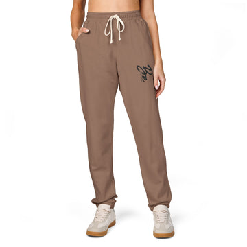 Embroidered Script Logo Sweatpants — Garment-Dyed Fleece Joggers