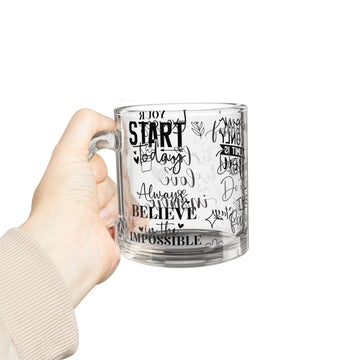 Inspirational Glass Mug 10oz — "Your Only Limit Is You" Motivational Coffee Cup