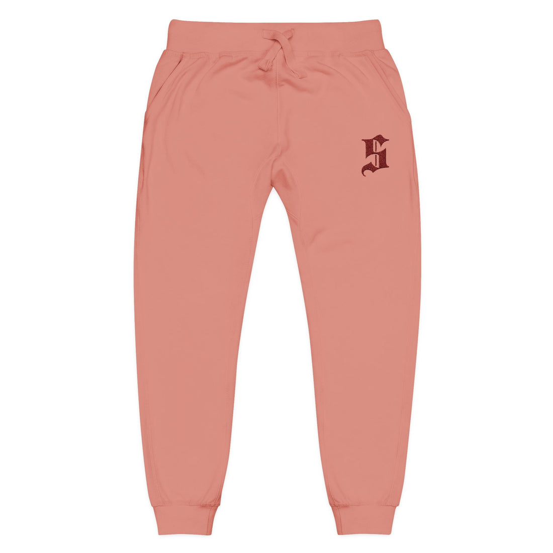 Embroidered Coral Fleece Sweatpants — Gothic “S” Joggers