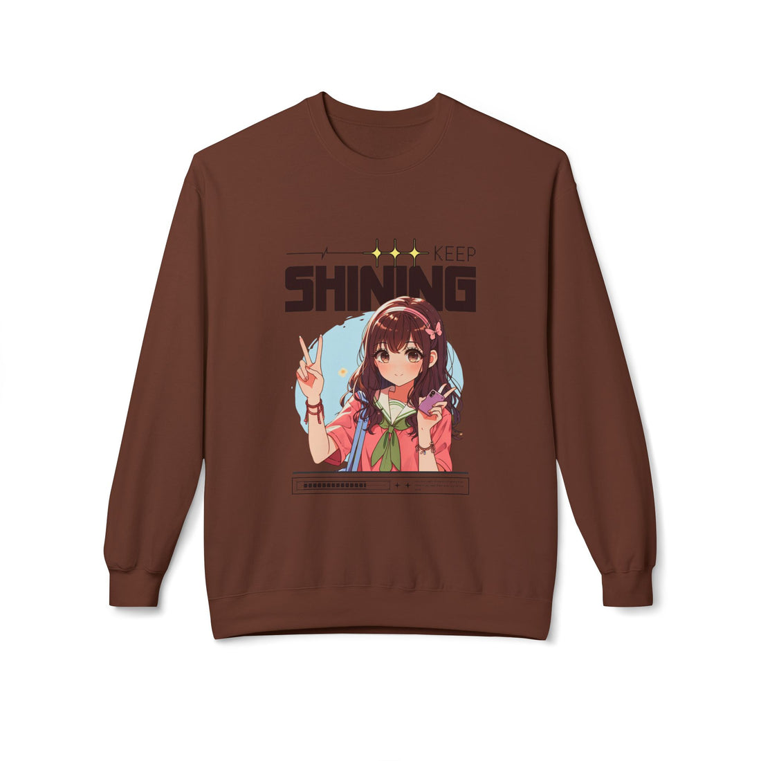 Crewneck Sweatshirt — Anime Girl “Keep Shining” Graphic