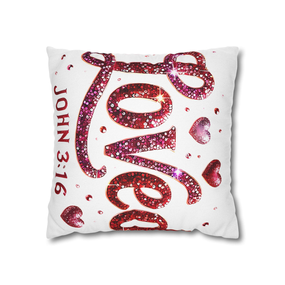 Love John 3:16 Decorative Pillowcase — Glitter Heart Accent