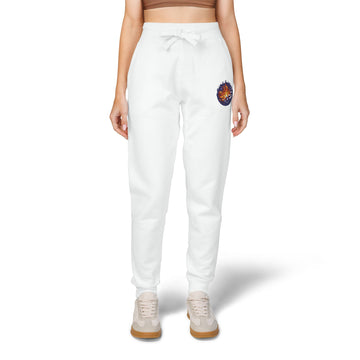 Embroidered Coral Sweatpants with Cozy Flame Patch — Casual Lounge Joggers