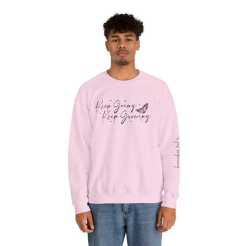Keep Going Keep Growing Crewneck Sweatshirt — Inspirational Butterfly Comfort Sweatshirt
