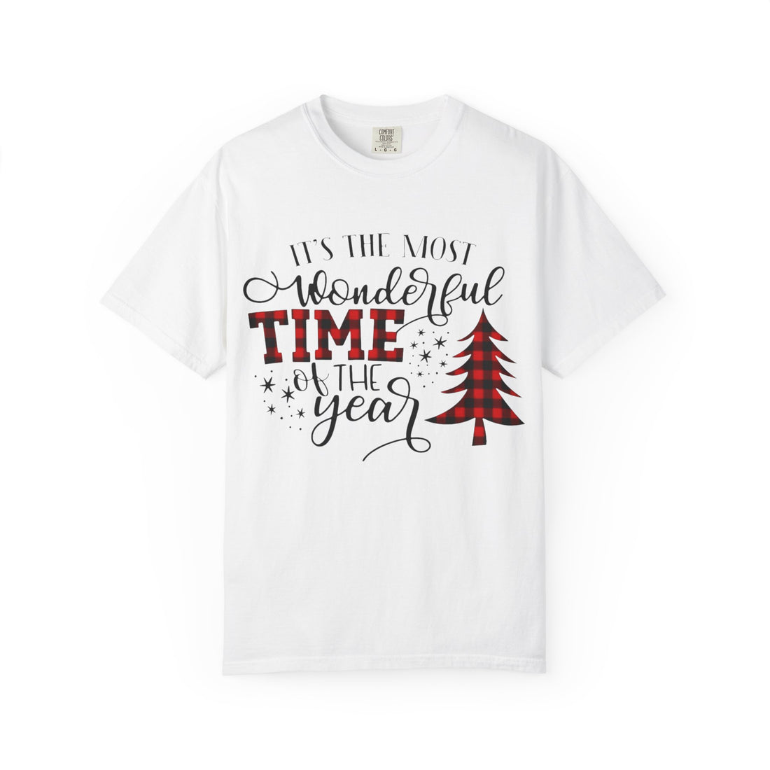 Christmas T-Shirt – "It's the Most Wonderful Time of the Year" Plaid Tree Holiday Tee