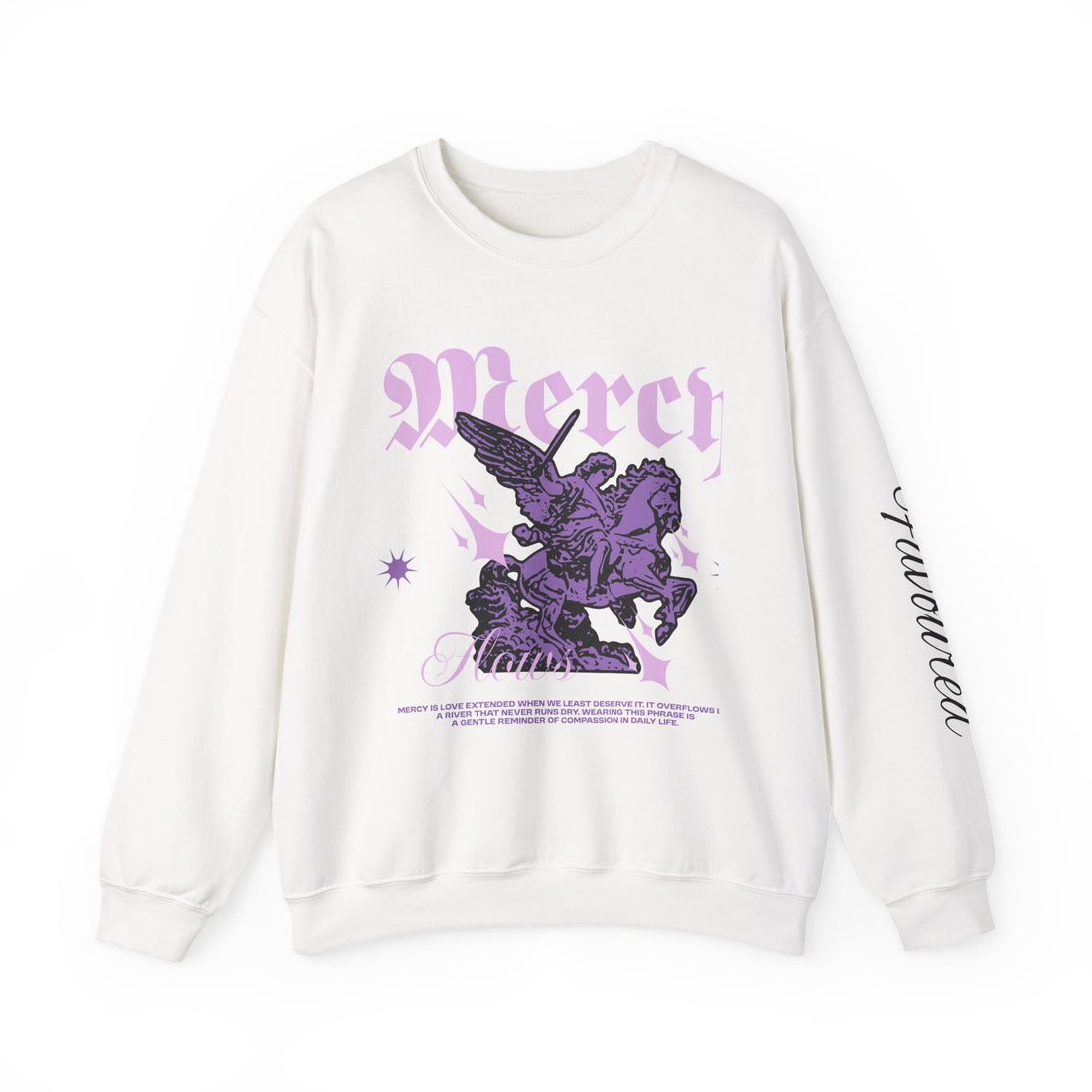 Crewneck Sweatshirt — 'Mercy' Gothic Pegasus Graphic