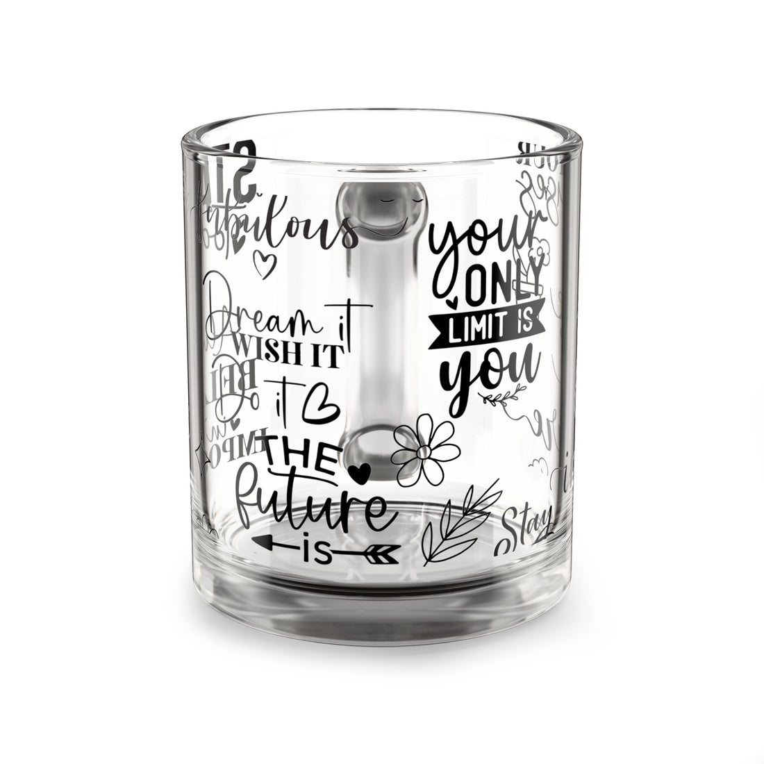 Inspirational Glass Mug 10oz — "Your Only Limit Is You" Motivational Coffee Cup