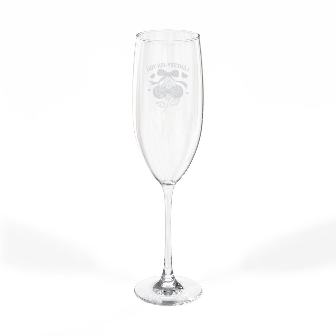 Engraved Rose Champagne Flute — 8 oz Wedding & Anniversary Toasting Glass