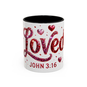 Loved Coffee Mug - John 3:16 Inspirational Christian Valentine Gift (11/15oz)