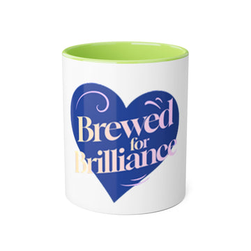 Brewed for Brilliance Accent Coffee Mug — 11oz Inspirational Heart Design