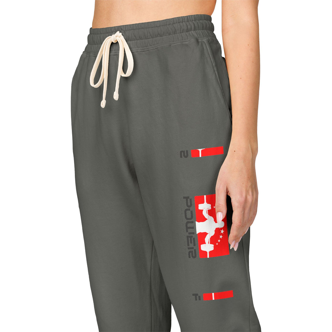 Charcoal Joggers with Red Pixel Patch Graphic Sweatpants