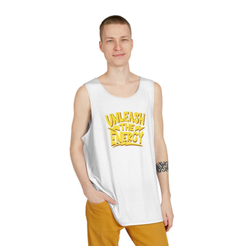 Men's White All-Over Print Tank Top — Yellow Graphic Casual Summer Tee