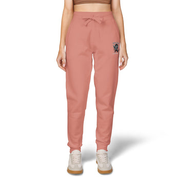 Embroidered Floral Skull Sweatpants — Casual Fleece Joggers