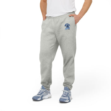 adidas Fleece Joggers — Cozy Charcoal Track Pants with Blue Logo
