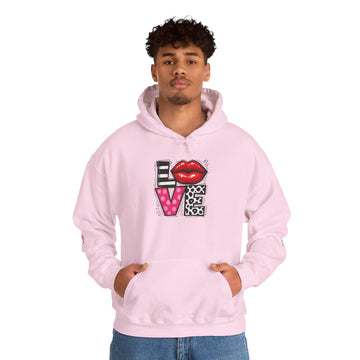 Love Graphic Hoodie — Lip & Leopard 'LOVE' Front with Brushstroke Heart Back